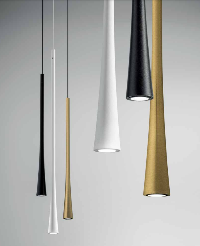GEALUCE Sospensione singola 40/60CM con montatura in alluminio bianco-nero-oro satinato LED DAFNE GEALUCE Sospensione singola 40/60CM con montatura in alluminio bianco-nero-oro satinato LED DAFNE
